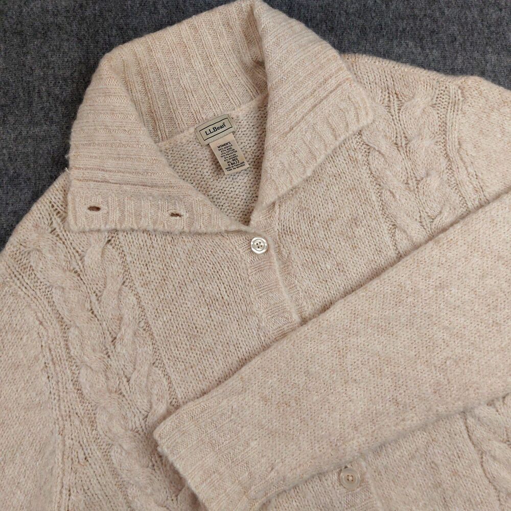 L.L. Bean Women's Swift River Sweater Cardigan Button Up Cable Knit Size XLarge